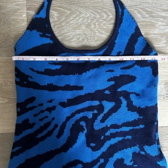 Urban Outfitters Blue Zebra Print Knit Halter Mini Dress Size S - Picture 5 of 7